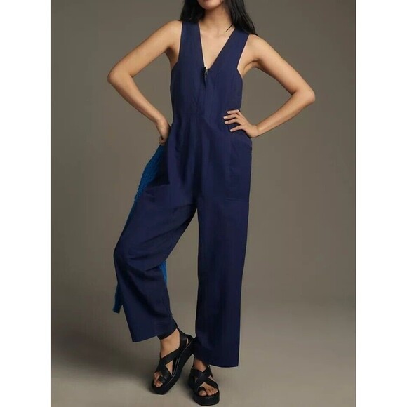 Daily Practice By Anthropologie Zip-Front Jumpsuit One-Piece Navy 3XPS 283894 - Picture 1 of 10